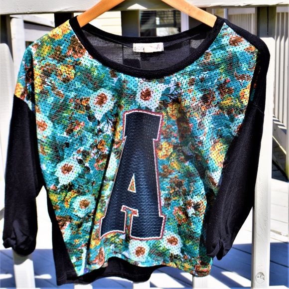 COPY - Rose 3/4 Sleeve Shirt w/Initial "A" Crop T… - Picture 7 of 8
